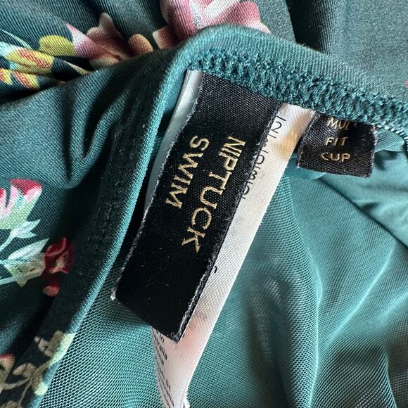 Niptuck One Piece Floral Green Swimsuit Multi Fit Cup Size 8 - Picture 7 of 9